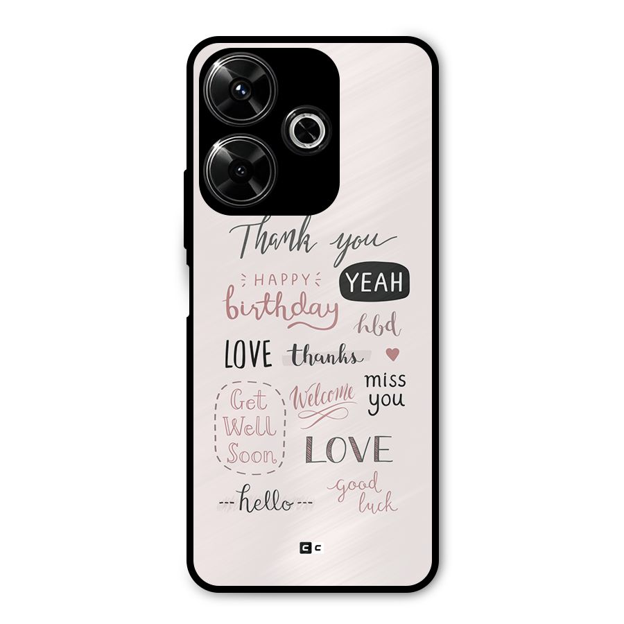 Cute Quotes Metal Back Case for Poco M6 Plus