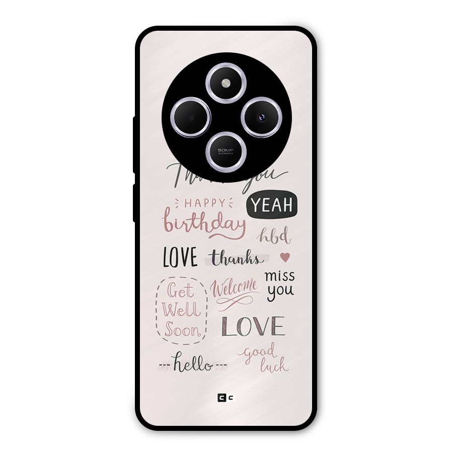Cute Quotes Metal Back Case for Redmi 14C