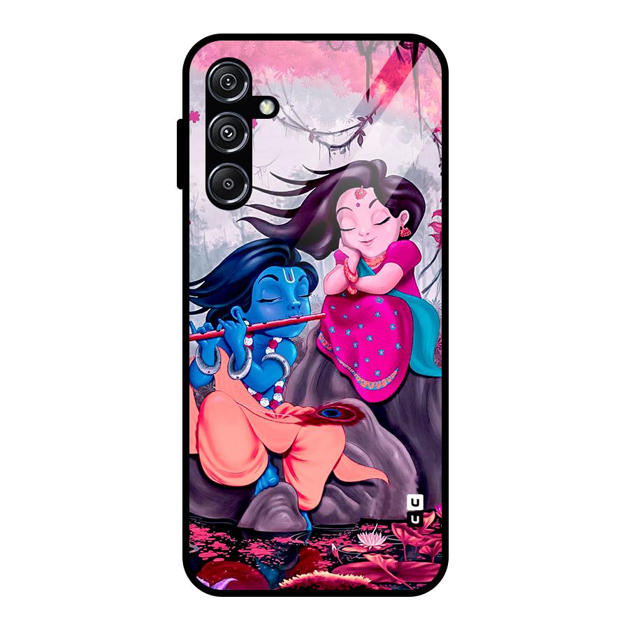 Cute Radha Krishna Glass Back Case for Galaxy M34 5G
