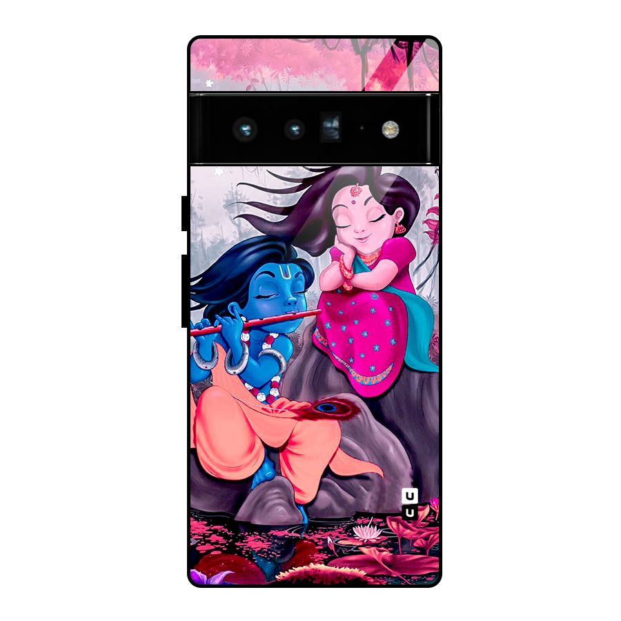 Cute Radha Krishna Glass Back Case for Google Pixel 6 Pro