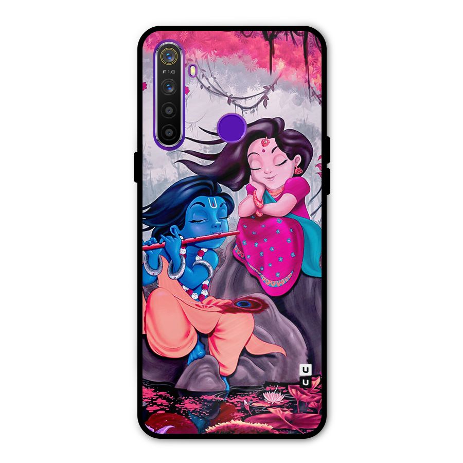Cute Radha Krishna Glass Back Case for Realme 5s