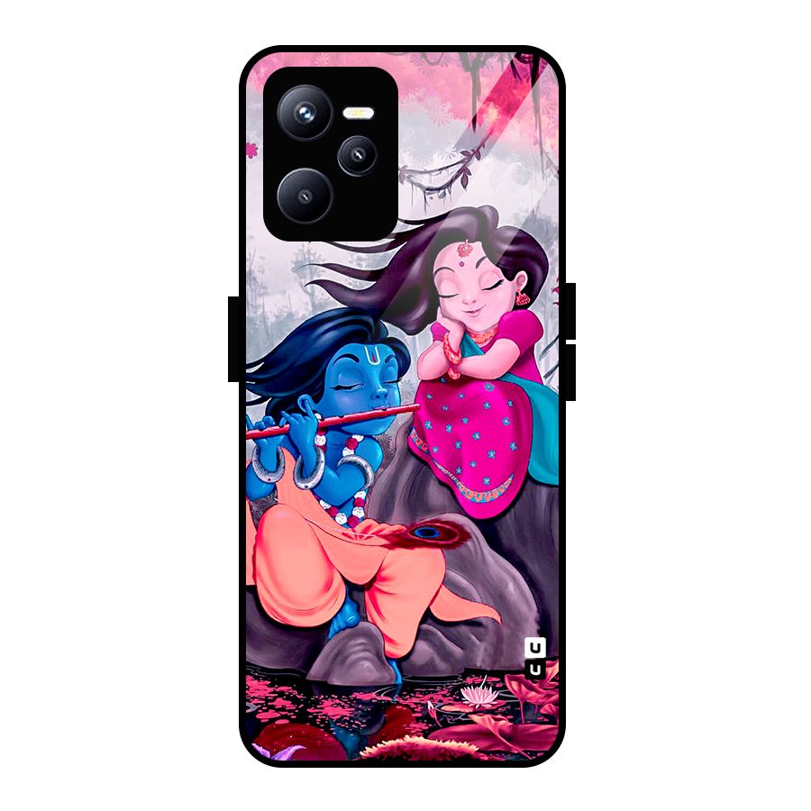 Cute Radha Krishna Glass Back Case for Realme C35