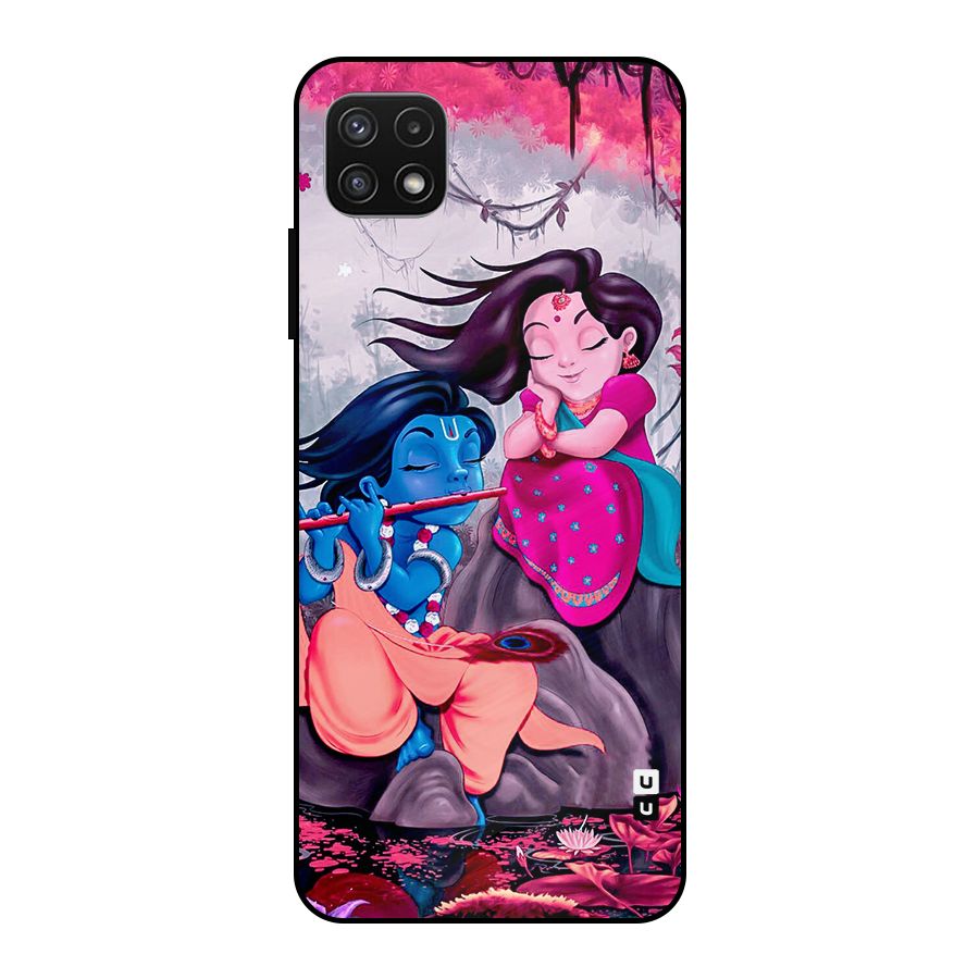 Cute Radha Krishna Metal Back Case for Galaxy A22 5G