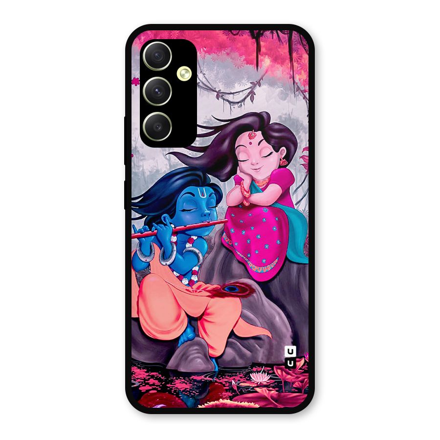 Cute Radha Krishna Metal Back Case for Galaxy A34