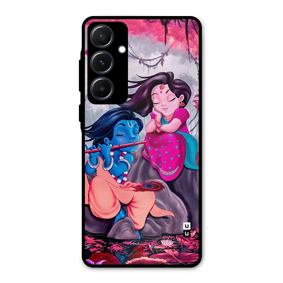 Cute Radha Krishna Metal Back Case for Galaxy A55