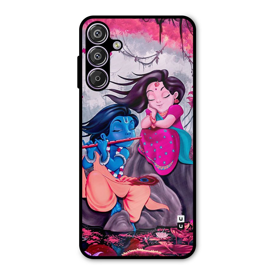 Cute Radha Krishna Metal Back Case for Galaxy F15