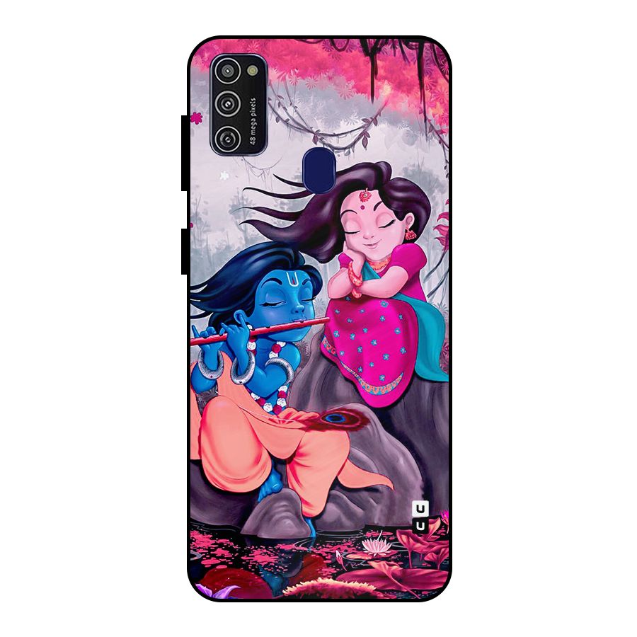 Cute Radha Krishna Metal Back Case for Galaxy M21