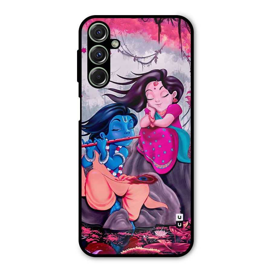 Cute Radha Krishna Metal Back Case for Galaxy M34