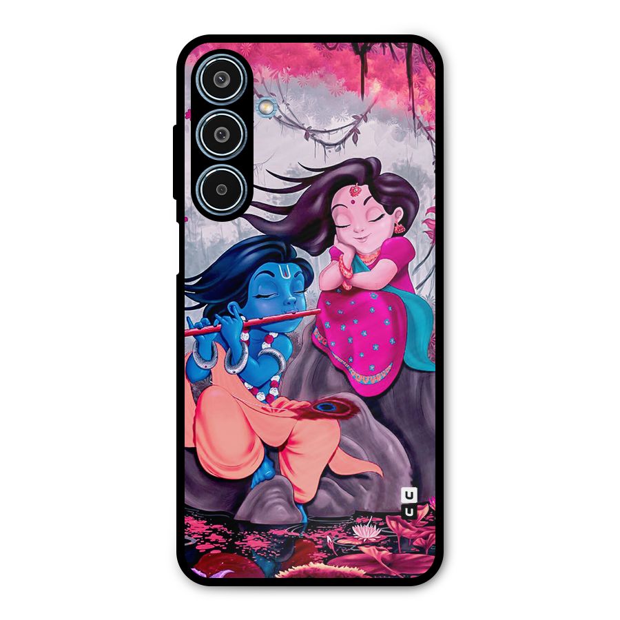 Cute Radha Krishna Metal Back Case for Galaxy M35