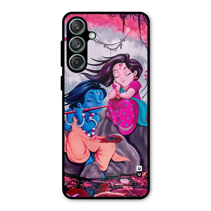 Cute Radha Krishna Metal Back Case for Galaxy M55 5G