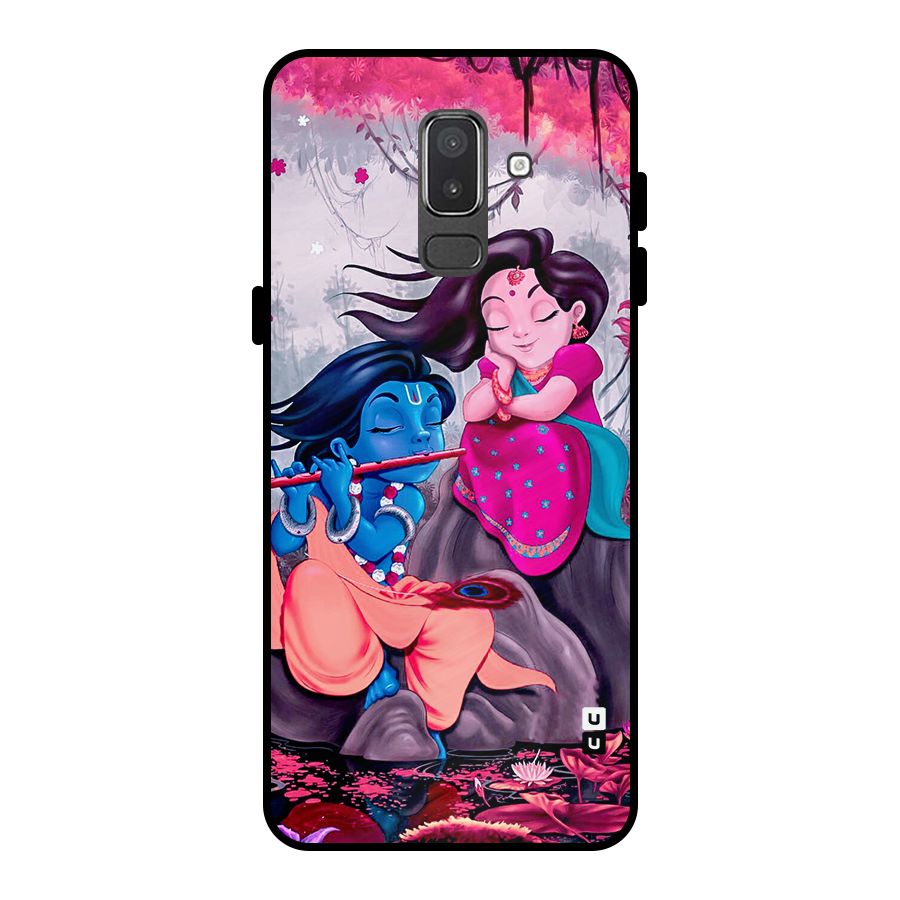 Cute Radha Krishna Metal Back Case for Galaxy On8 (2018)