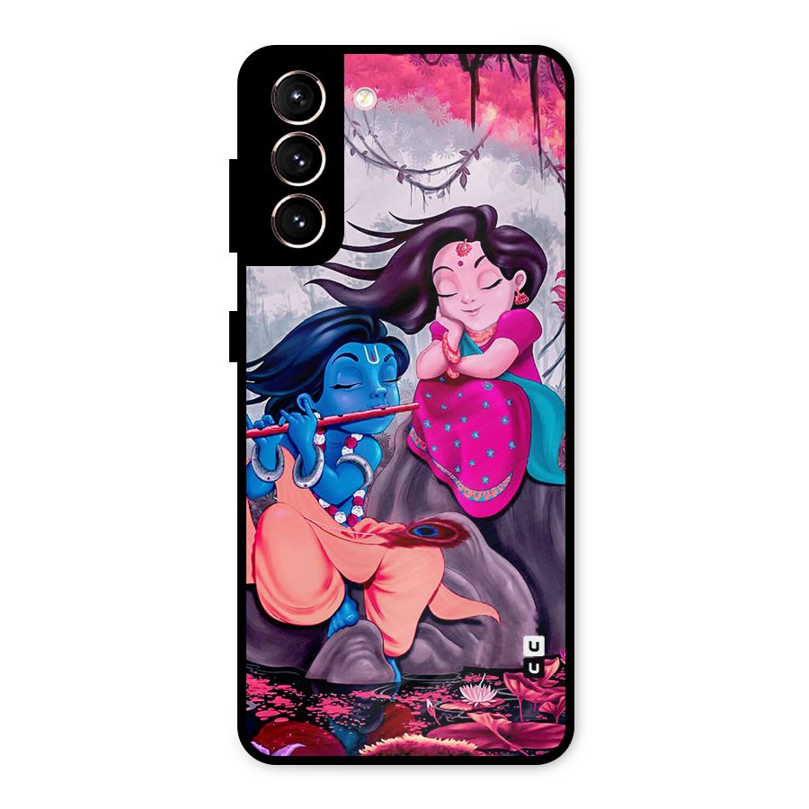 Cute Radha Krishna Metal Back Case for Galaxy S21 5G