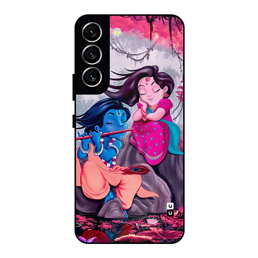 Cute Radha Krishna Metal Back Case for Galaxy S22 5G