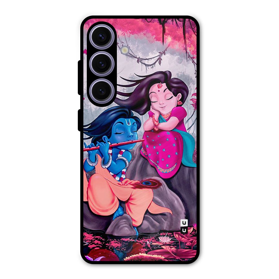Cute Radha Krishna Metal Back Case for Galaxy S24