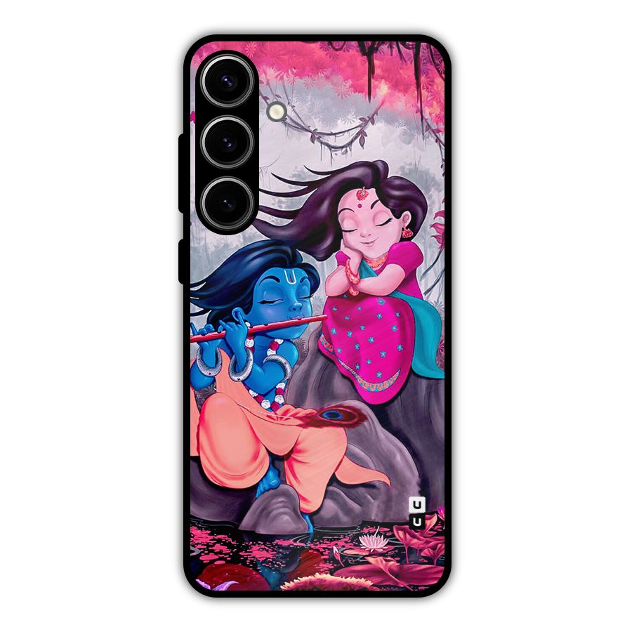 Cute Radha Krishna Metal Back Case for Galaxy S24 Plus