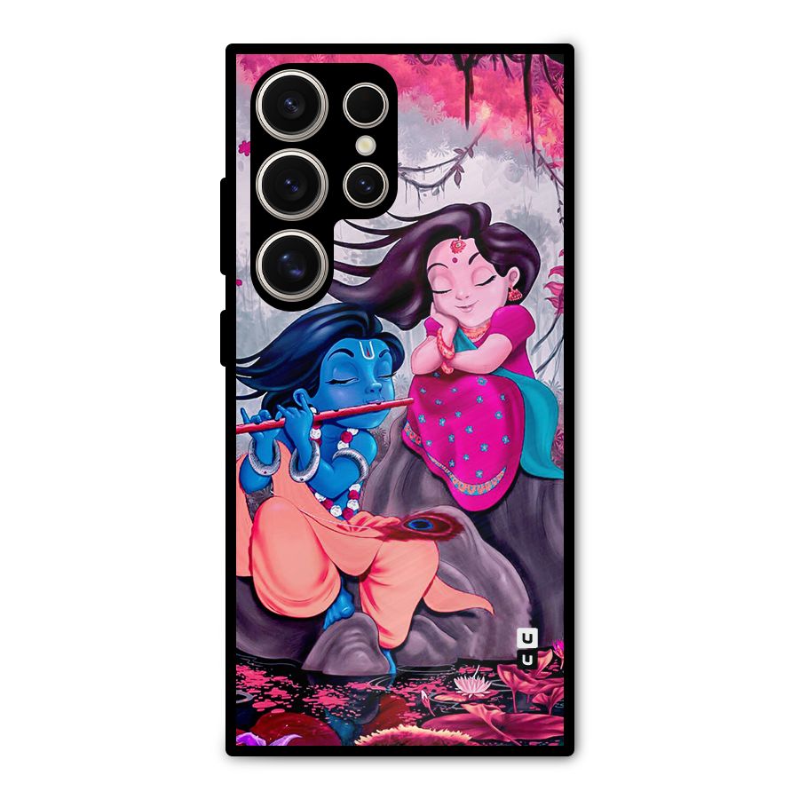 Cute Radha Krishna Metal Back Case for Galaxy S24 Ultra
