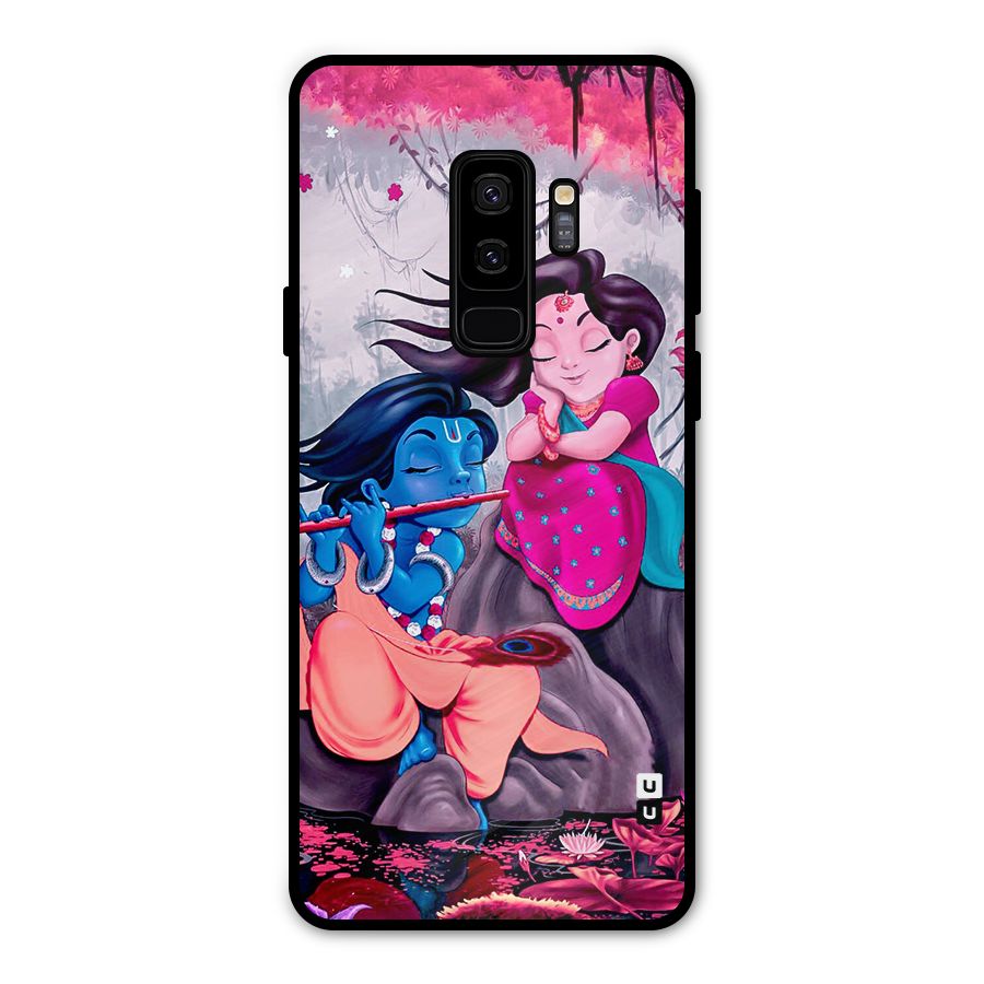 Cute Radha Krishna Metal Back Case for Galaxy S9 Plus
