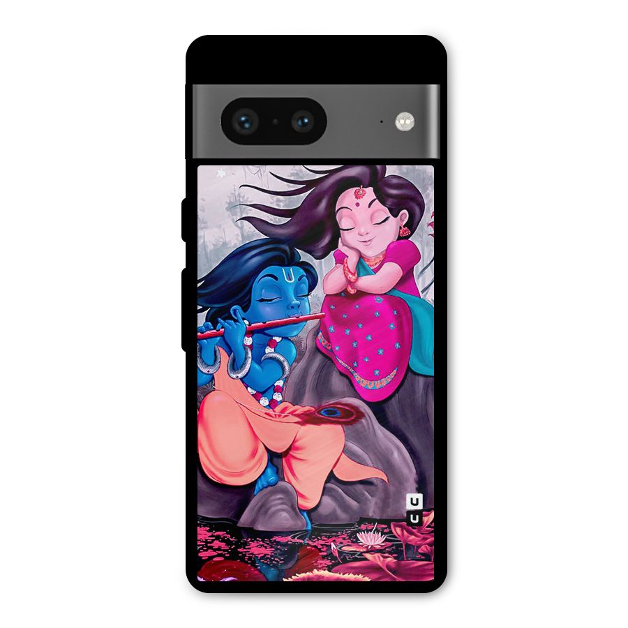 Cute Radha Krishna Metal Back Case for Google Pixel 7