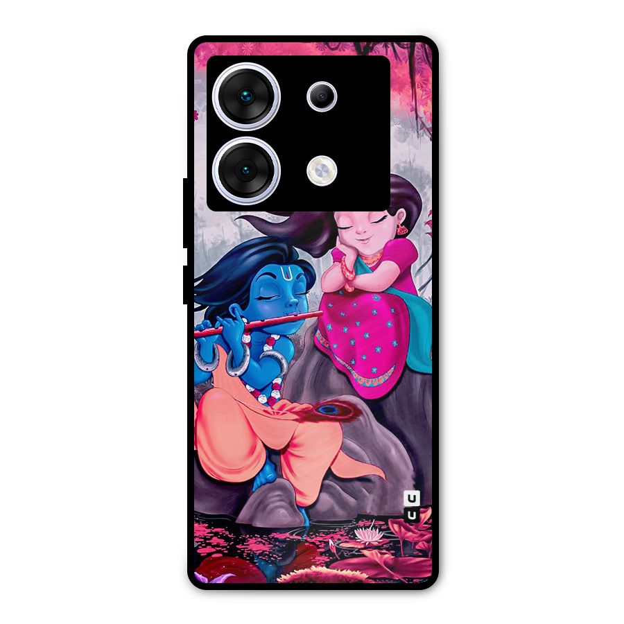 Cute Radha Krishna Metal Back Case for Infinix Zero 30 5G