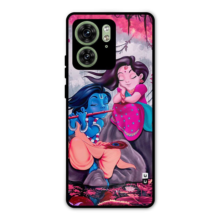 Cute Radha Krishna Metal Back Case for Motorola Edge 40 5G