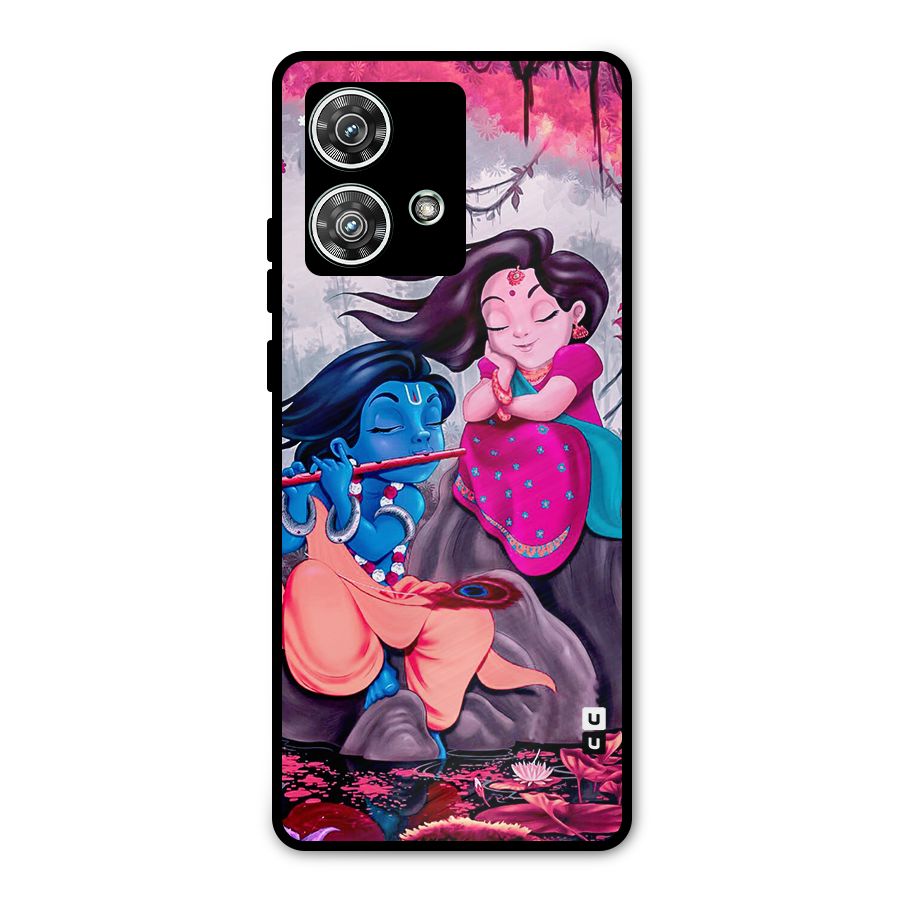 Cute Radha Krishna Metal Back Case for Motorola Edge 40 Neo