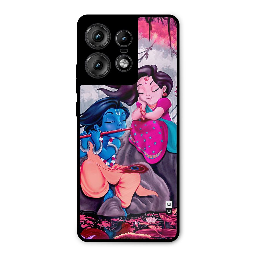 Cute Radha Krishna Metal Back Case for Motorola Edge 50 Pro