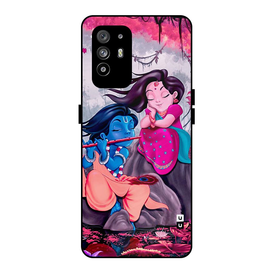 Cute Radha Krishna Metal Back Case for Oppo F19 Pro Plus 5G