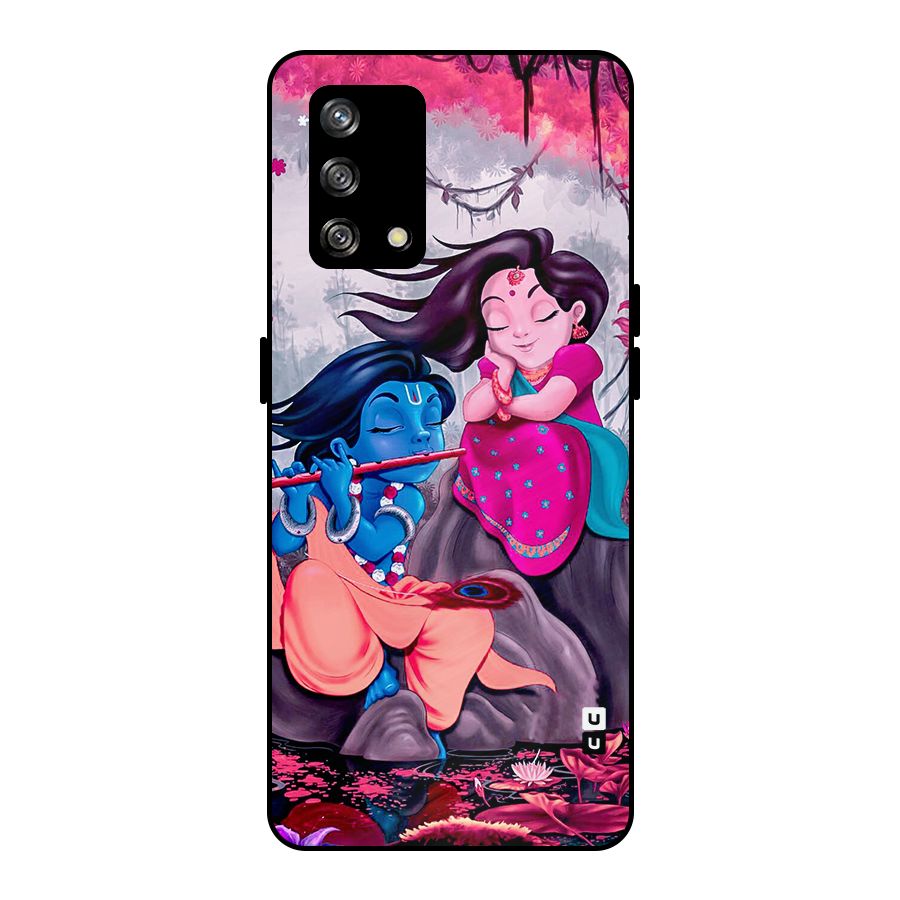 Cute Radha Krishna Metal Back Case for Oppo F19s