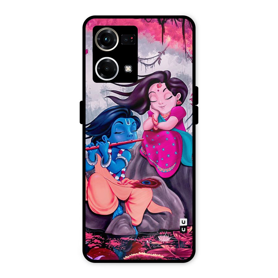 Cute Radha Krishna Metal Back Case for Oppo F21s Pro 4G