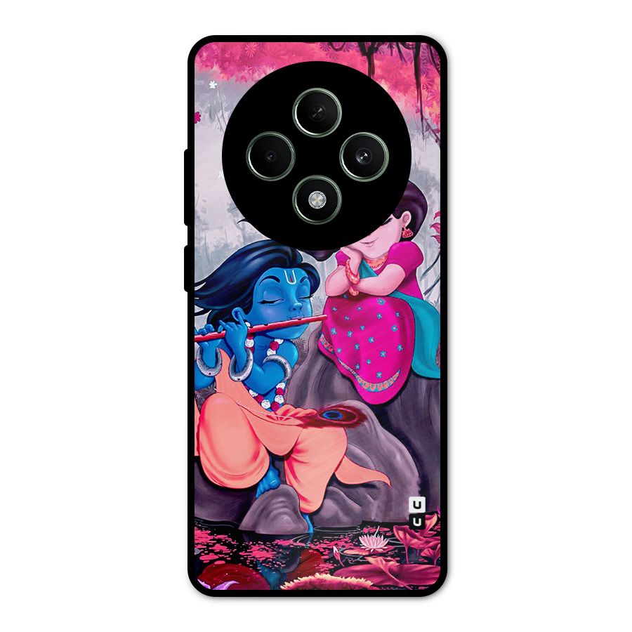 Cute Radha Krishna Metal Back Case for Oppo F27