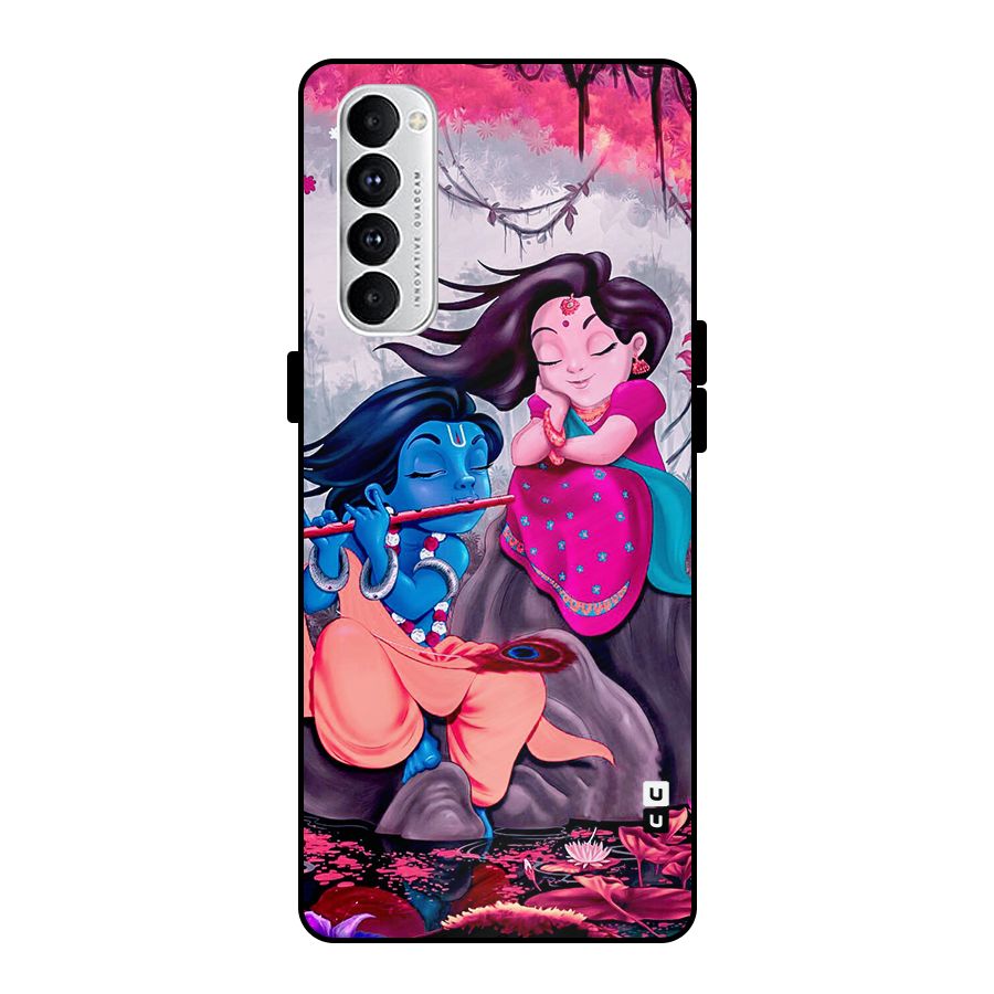 Cute Radha Krishna Metal Back Case for Oppo Reno4 Pro