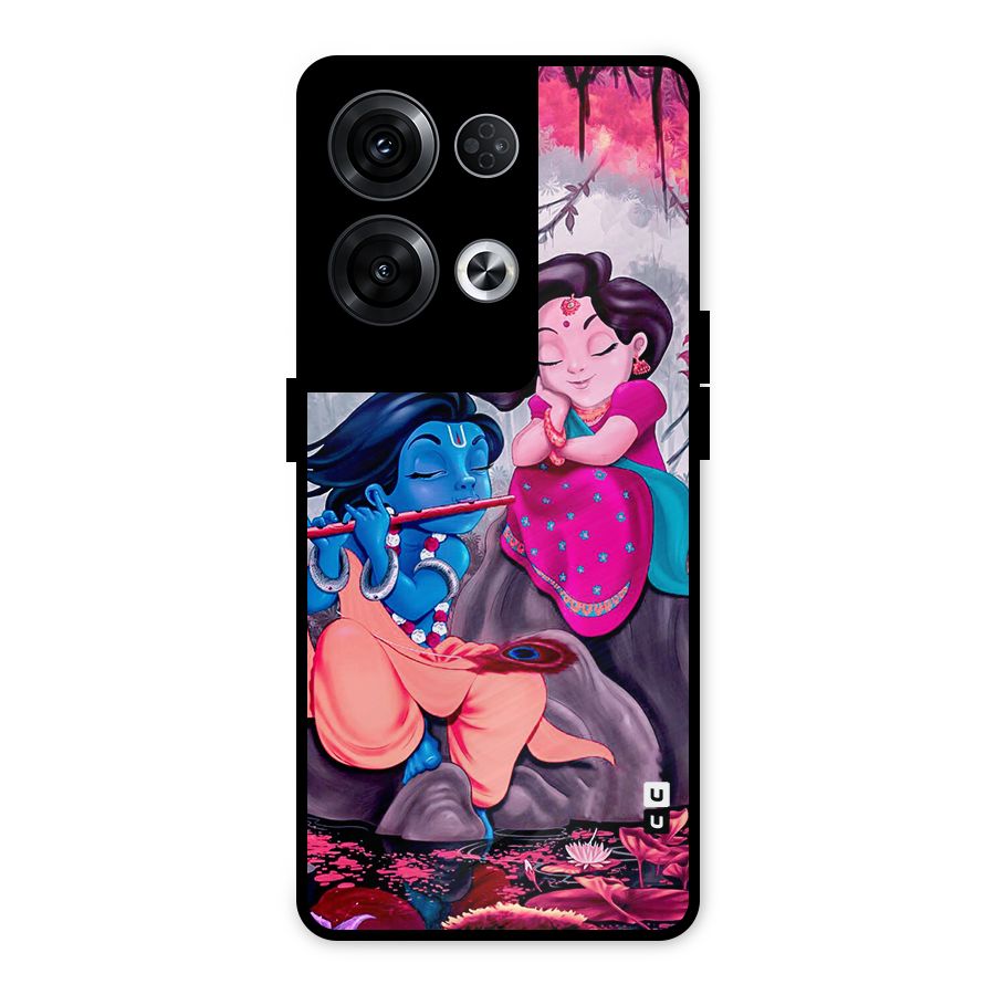 Cute Radha Krishna Metal Back Case for Oppo Reno8 Pro 5G