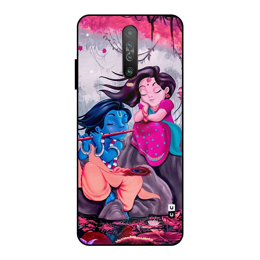 Cute Radha Krishna Metal Back Case for Poco X2