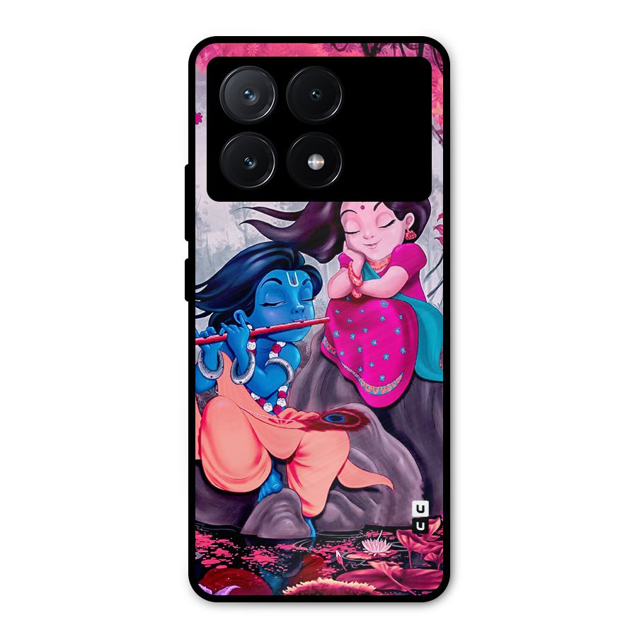 Cute Radha Krishna Metal Back Case for Poco X6 Pro
