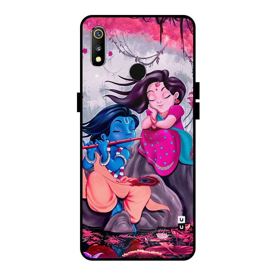 Cute Radha Krishna Metal Back Case for Realme 3i