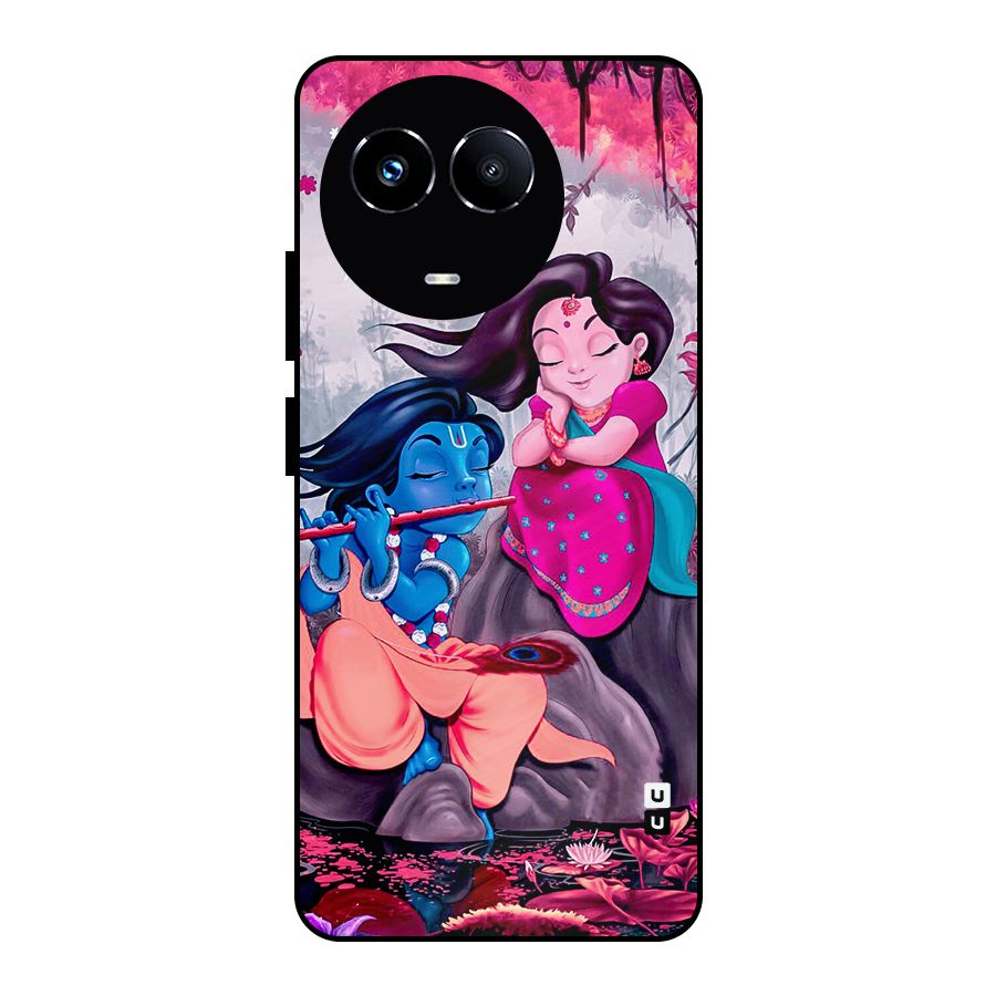 Cute Radha Krishna Metal Back Case for Realme Narzo 60X