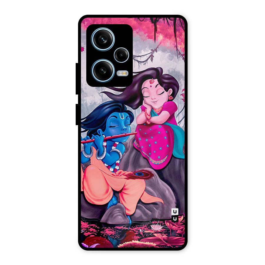 Cute Radha Krishna Metal Back Case for Redmi Note 12 Pro