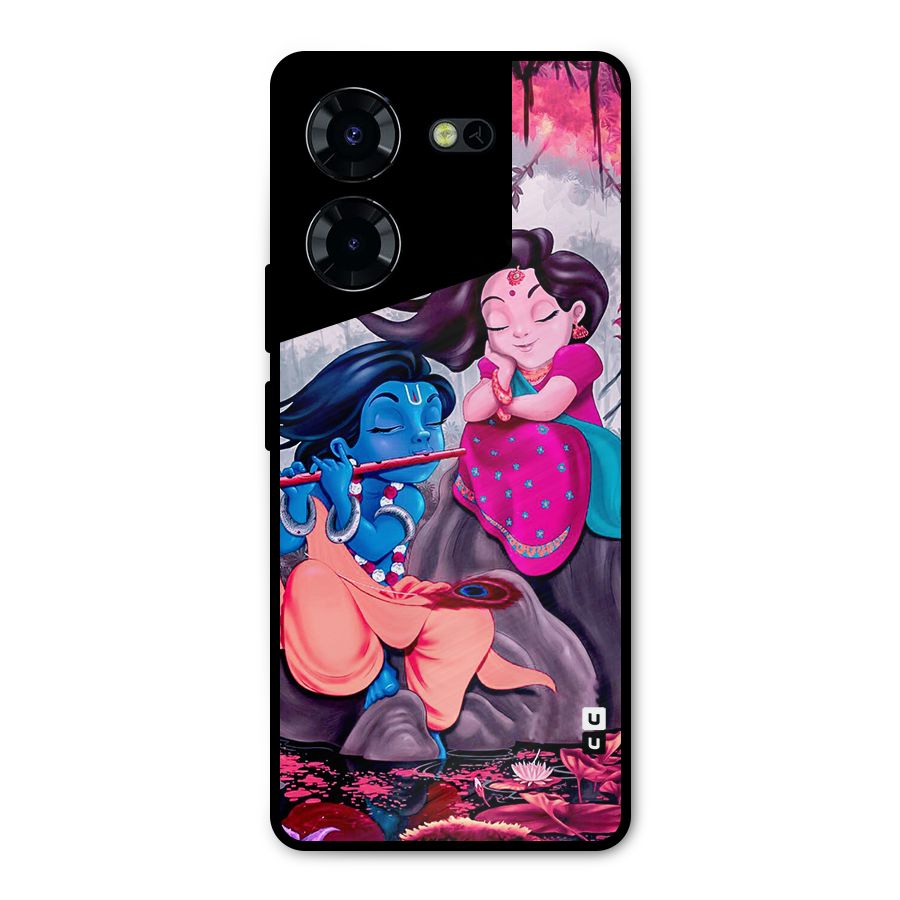 Cute Radha Krishna Metal Back Case for Tecno Pova 5 Pro 5G