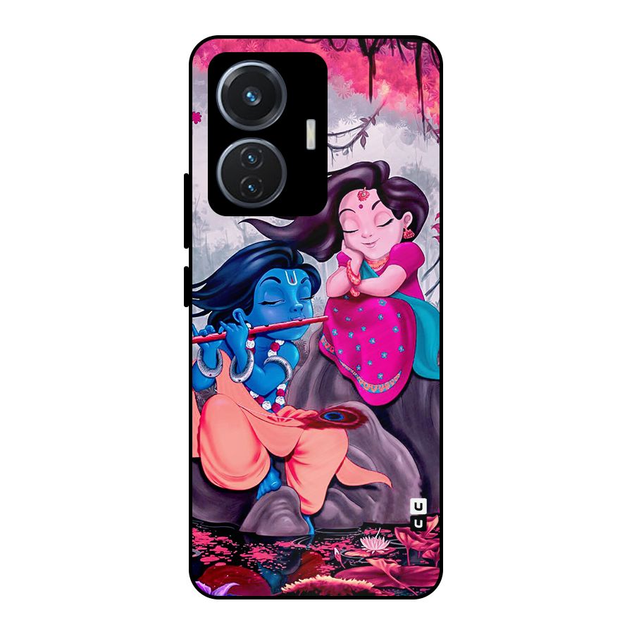 Cute Radha Krishna Metal Back Case for Vivo T1 44W