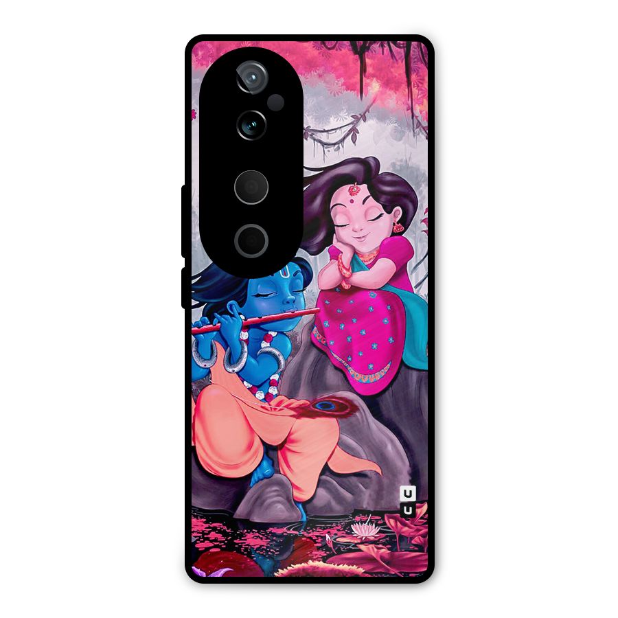Cute Radha Krishna Metal Back Case for Vivo T3 Ultra