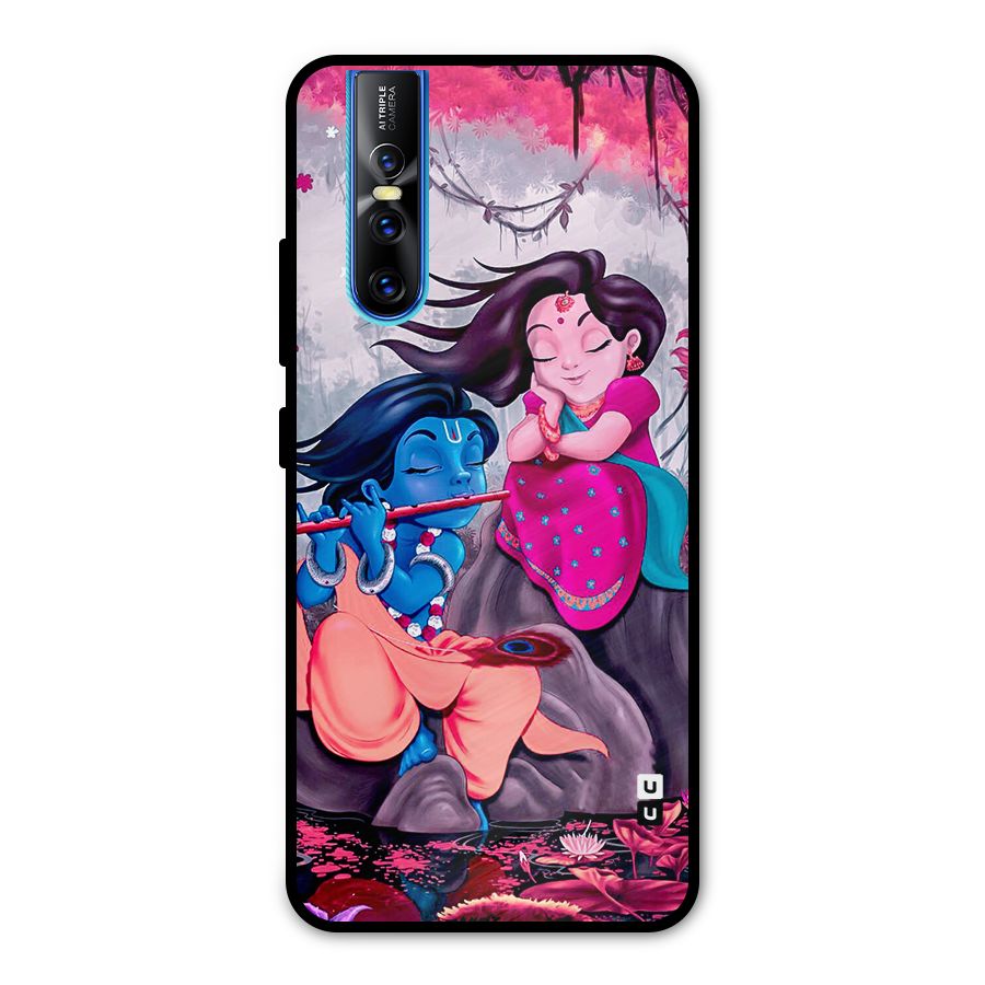 Cute Radha Krishna Metal Back Case for Vivo V15 Pro