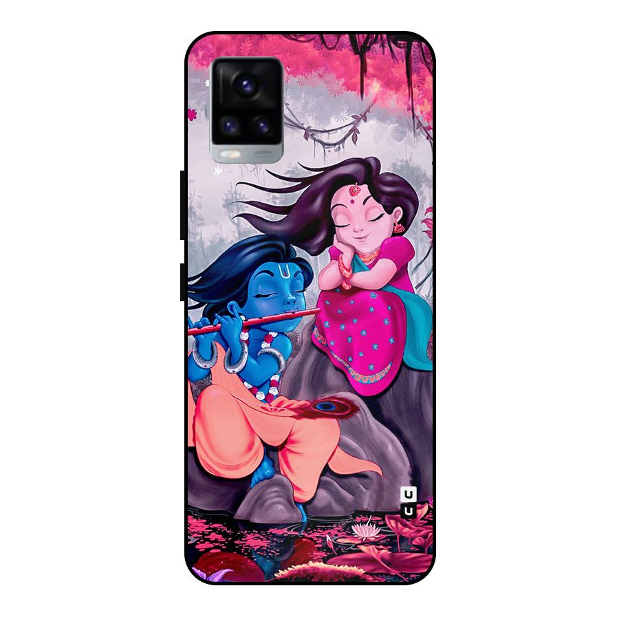 Cute Radha Krishna Metal Back Case for Vivo V20