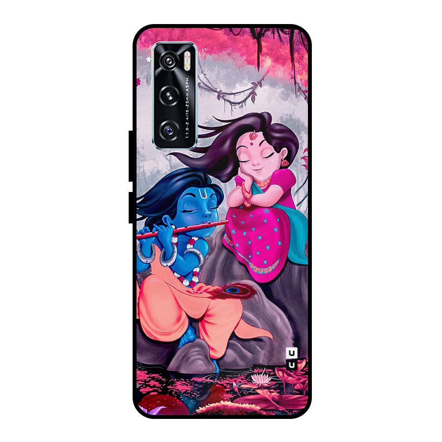 Cute Radha Krishna Metal Back Case for Vivo V20 SE