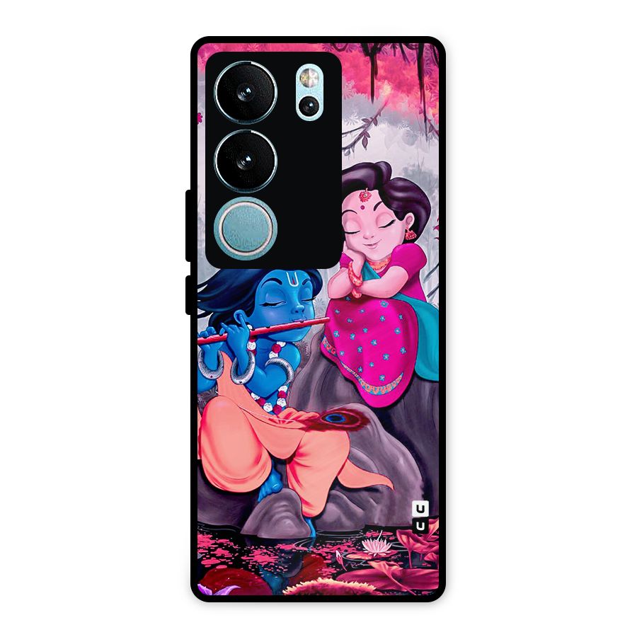 Cute Radha Krishna Metal Back Case for Vivo V29 Pro