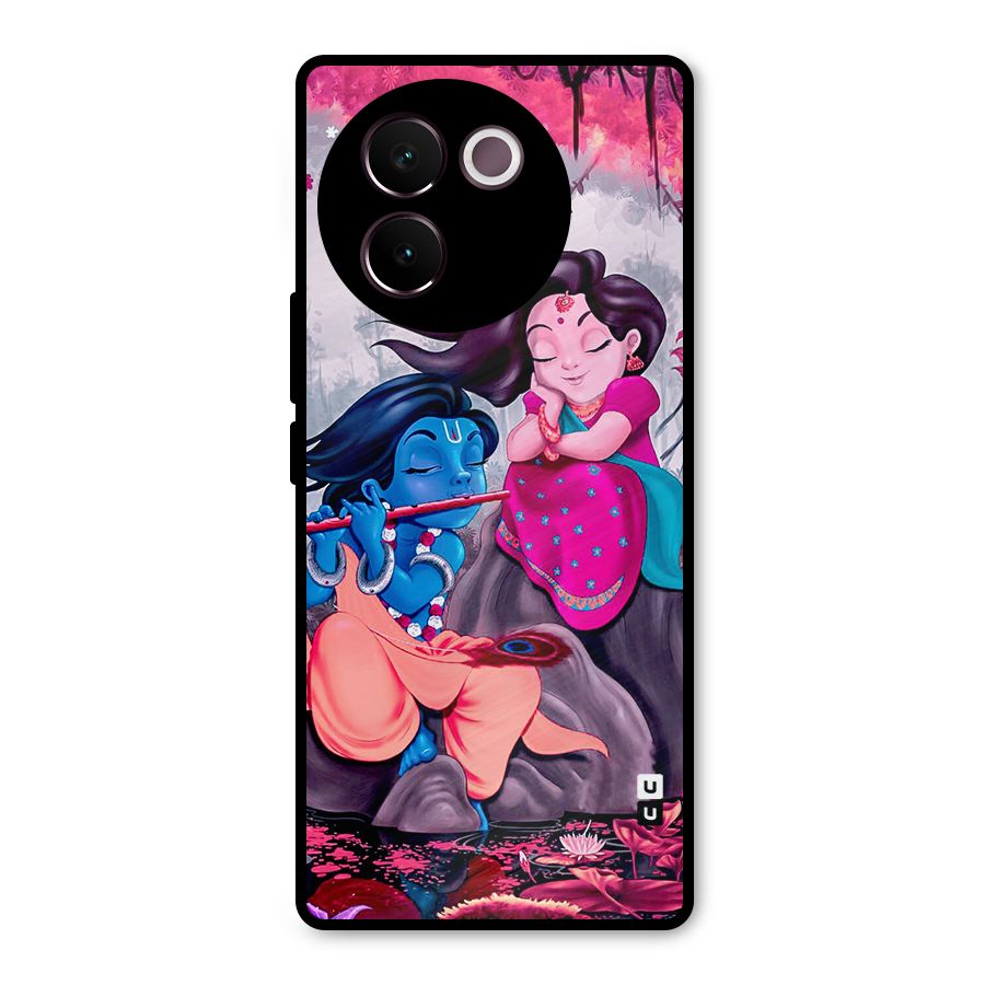 Cute Radha Krishna Metal Back Case for Vivo V30e