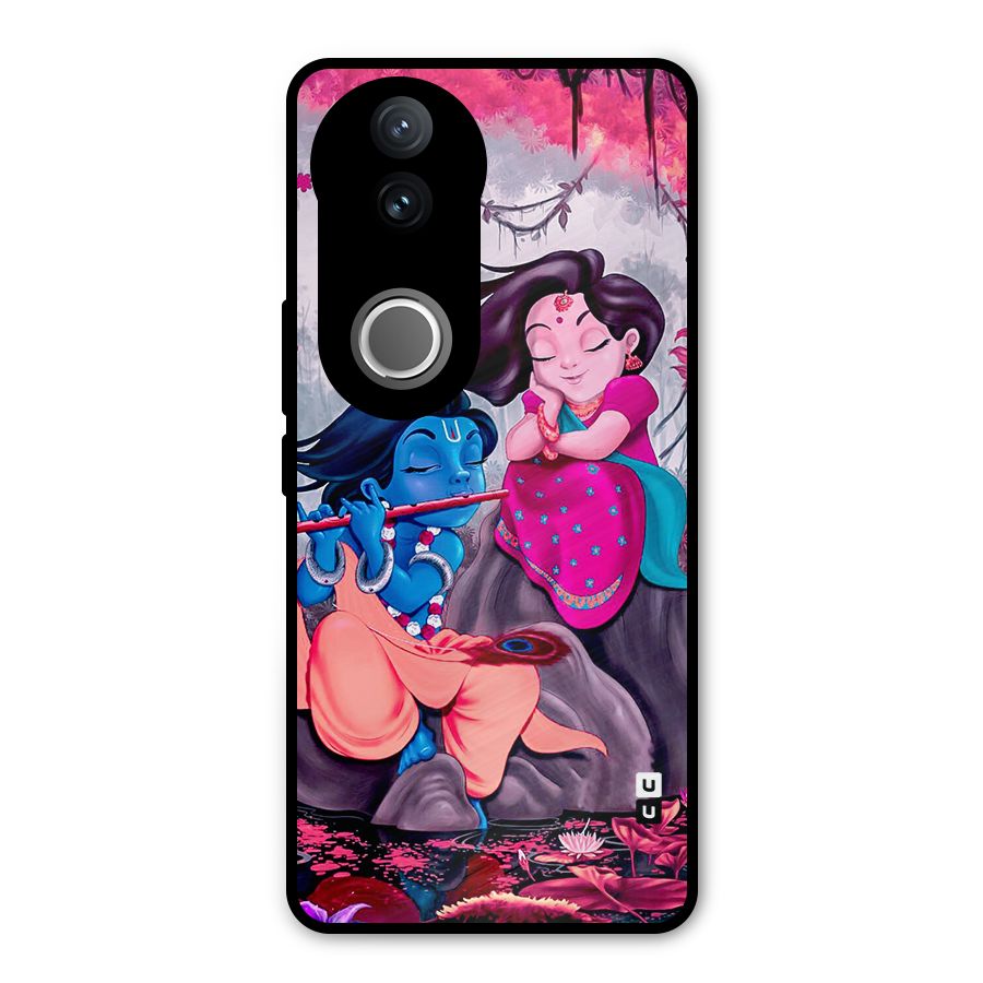 Cute Radha Krishna Metal Back Case for Vivo V50