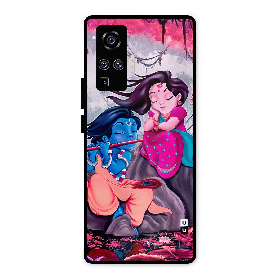 Cute Radha Krishna Metal Back Case for Vivo X50 Pro