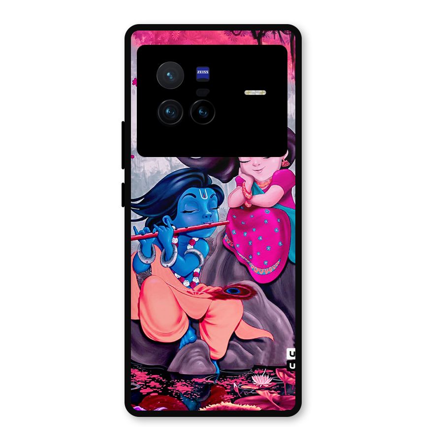 Cute Radha Krishna Metal Back Case for Vivo X80