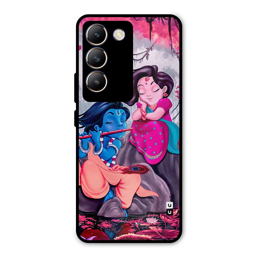 Cute Radha Krishna Metal Back Case for Vivo Y200e