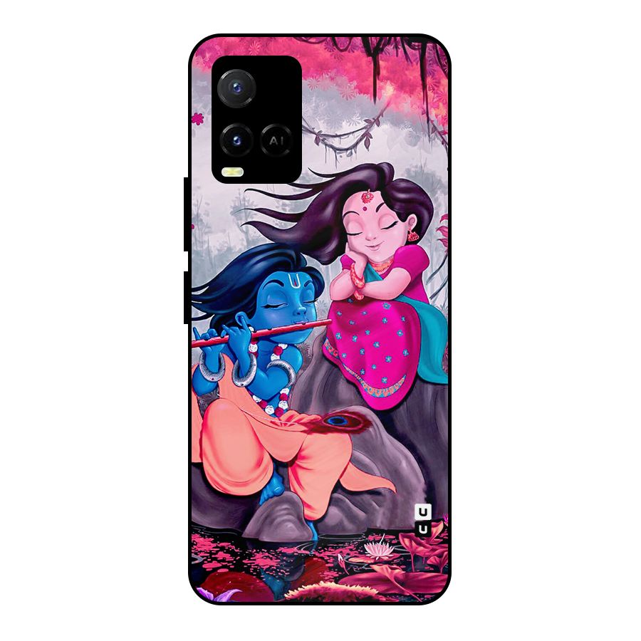 Cute Radha Krishna Metal Back Case for Vivo Y21